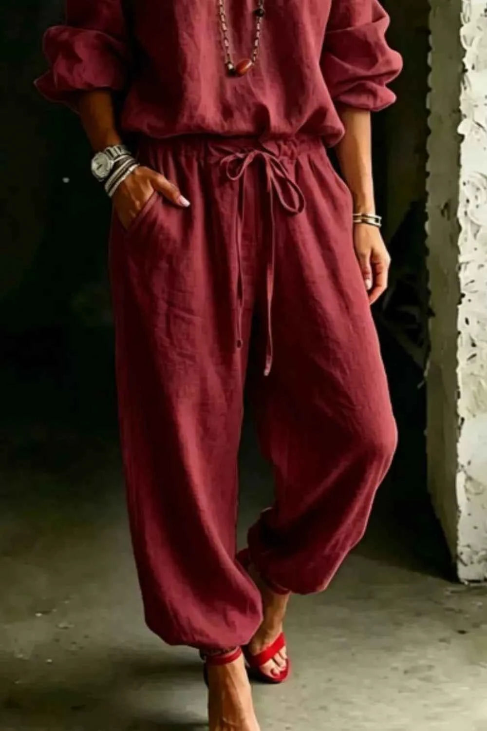 Elevate Your Style with Our Plus Size Off-Shoulder Set: Chic Top &amp; Pants Combo