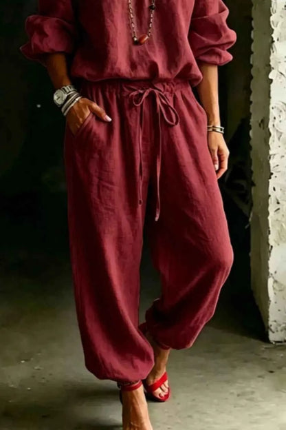 Elevate Your Style with Our Plus Size Off-Shoulder Set: Chic Top &amp; Pants Combo