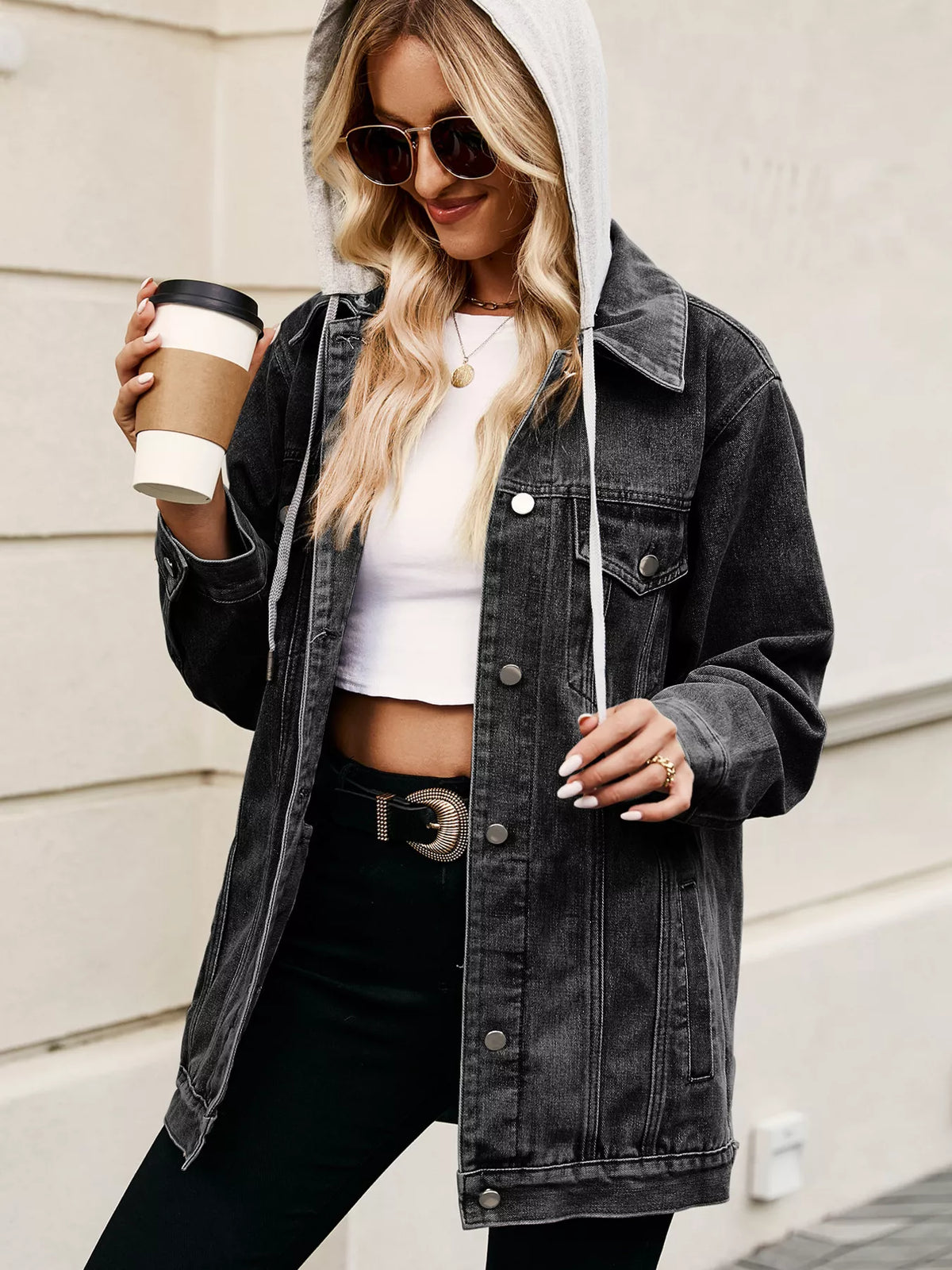 Oversized Button Up Denim Jacket casual style