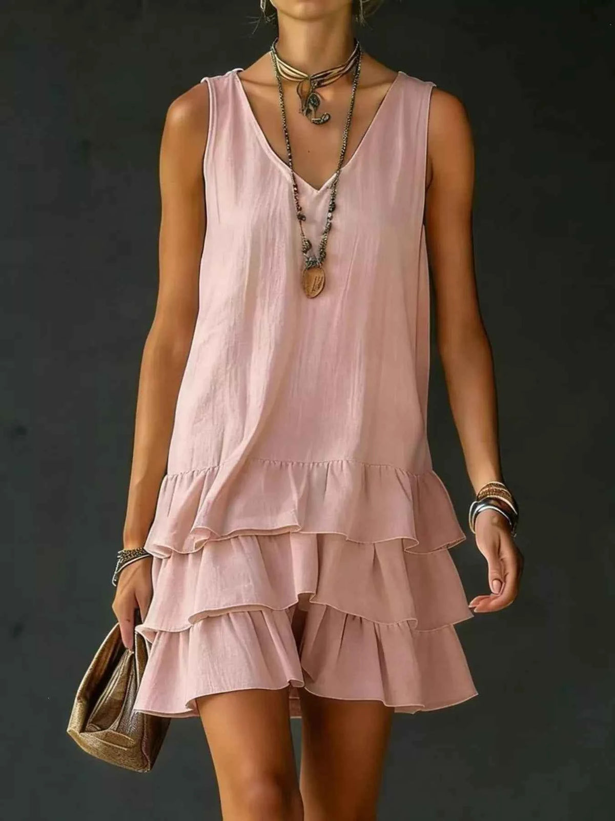 Elevate Your Wardrobe with Our Plus Size Ruffled Hem V-Neck Dress