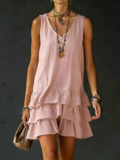 Elevate Your Wardrobe with Our Plus Size Ruffled Hem V-Neck Dress