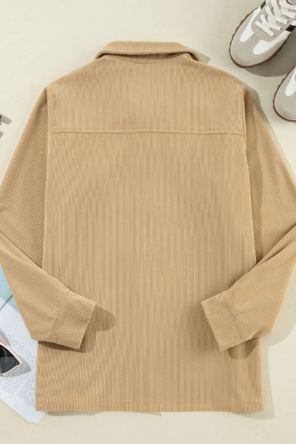 Long Sleeve Frill Shacket women&