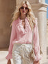 V Neck Linen Blouse ruffle detail