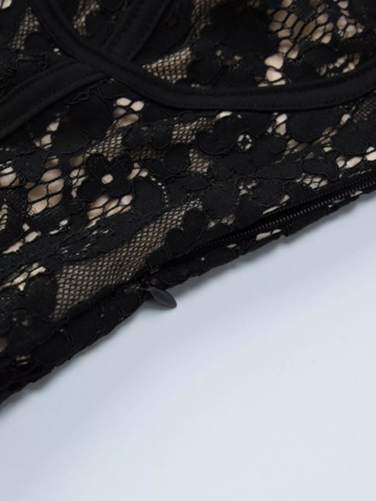 Lace spaghetti strap mini dress lace detail