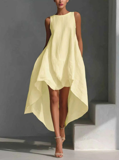 Effortlessly Chic Asymmetrical Sleeveless Dress for Any Occasion