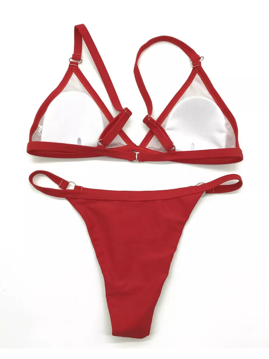 Solid Color Ring Detail Bikini Set ring detail