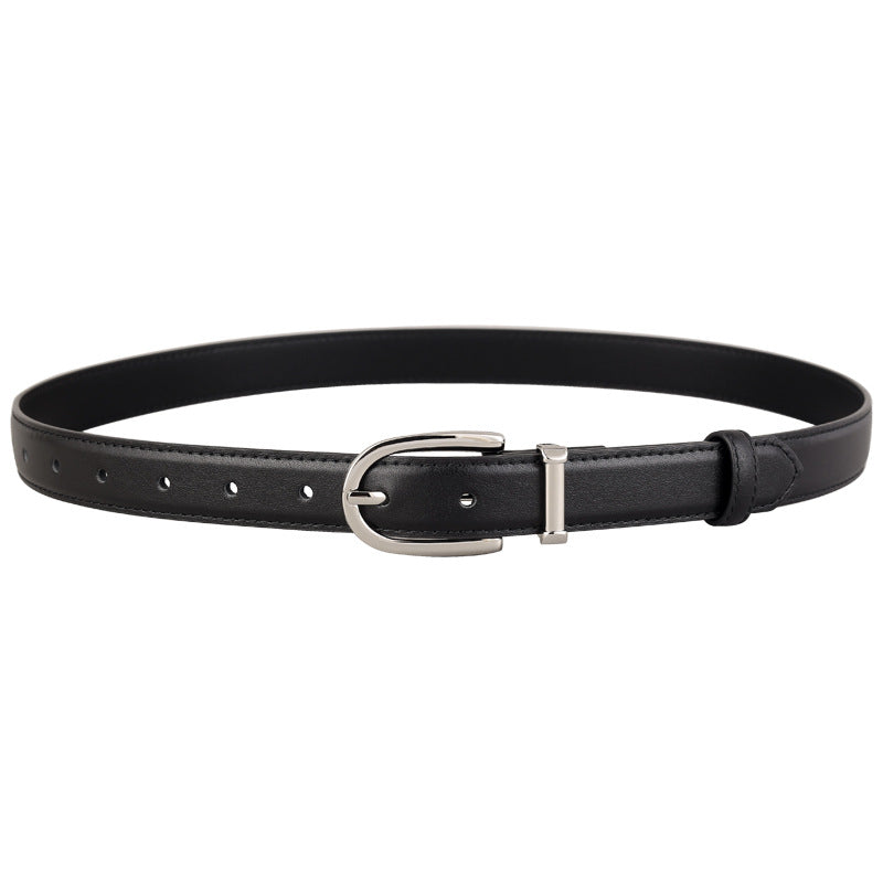 Classic Leather Belt with Silver Buckle fashion accessory