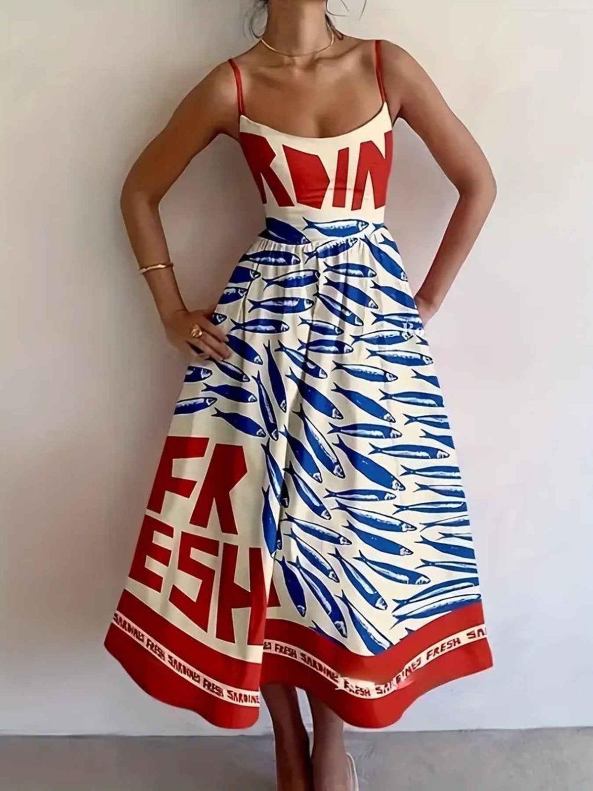Sardine Print Midi Dress: Effortless Elegance for Every Occasion