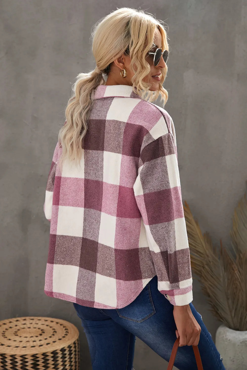 Stylish Plaid Button Up Jacket casual style