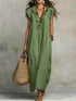 Plus size ruffled maxi dress with V-neck