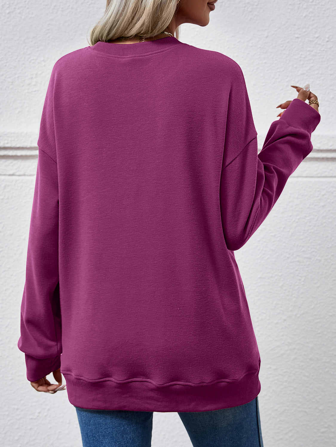 Dropped Shoulder Sweatshirt with Pockets dropped shoulder design