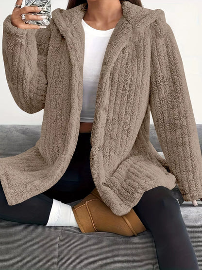 Plus Size Fleece Hooded Jacket women&