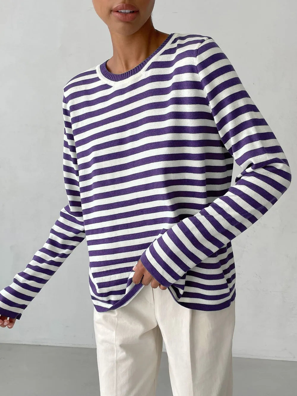 Striped Long Sleeve Sweater styled outfit