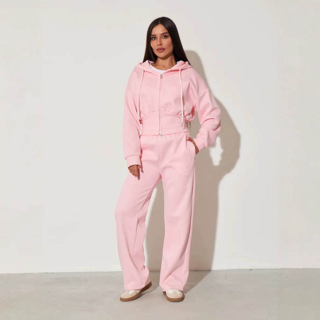 Coat and Wide-Leg Pants Set women&