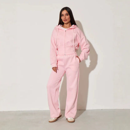 Coat and Wide-Leg Pants Set women&