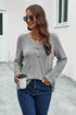 Buttoned Notched Neck Long Sleeve T-Shirt long sleeve design