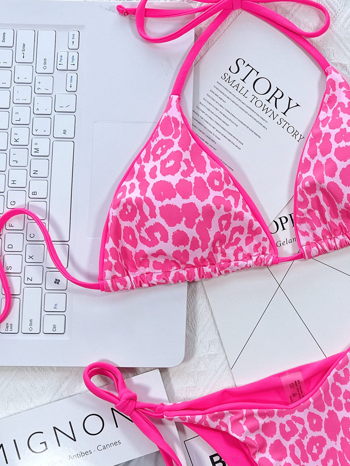 Leopard Print Bikini Set halter neck