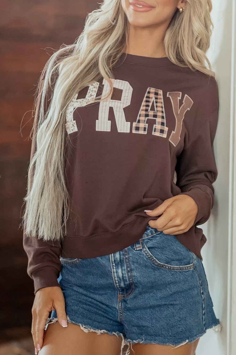PRAY Crew Neck Sweatshirt women&