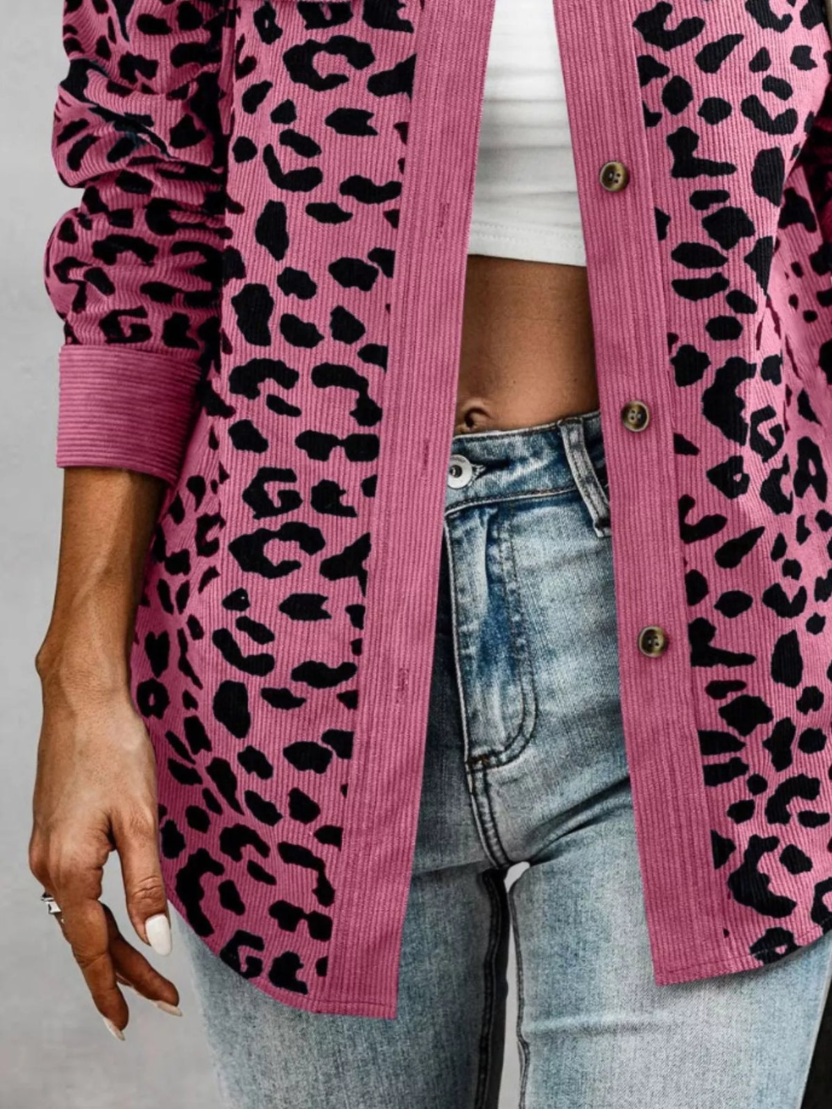 Plus Size Leopard Print Jacket leopard print design