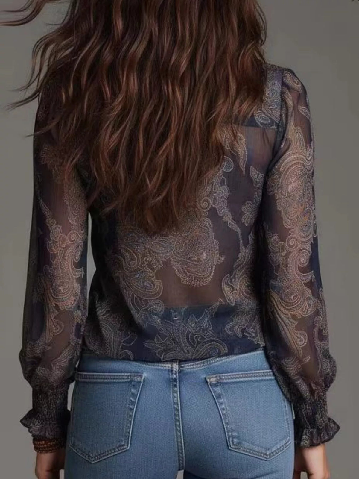 Plus Size Paisley Print Blouse women&