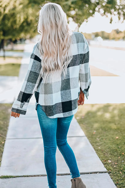 Stylish Plaid Button Up Jacket casual style
