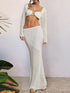 Tied Long Sleeve Cover Up Set openwork design