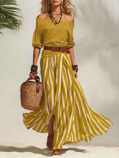 Stylish Off Shoulder Maxi Skirt Set for Effortless Fashion