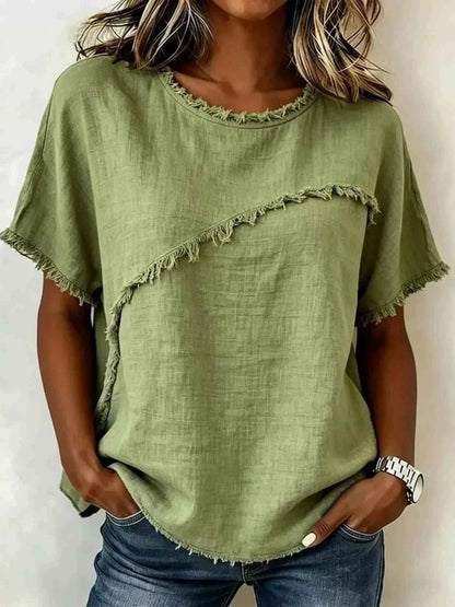 Upgrade Your Look with Our Plus Size Frayed Hem Top for Effortless Chic