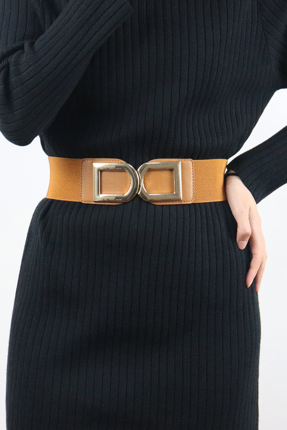 Double D Buckle PU Belt double buckle detail