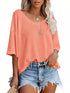 Waffle knit v-neck t-shirt casual outfit