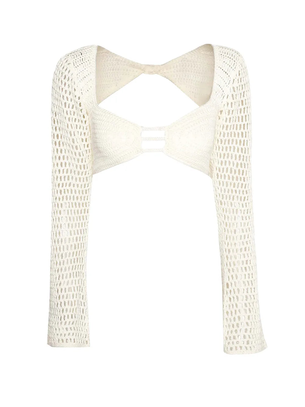 Tied Long Sleeve Cover Up Set openwork design