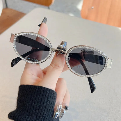 Rhinestone Oval Sunglasses UV400 lenses