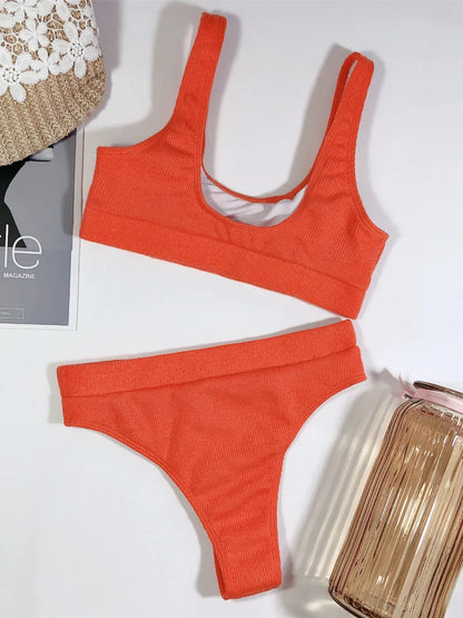 Scoop Neck Wide Strap Swim Set – Women&