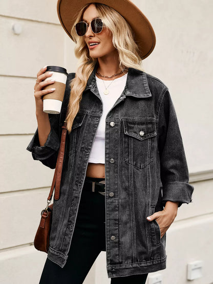 Oversized Button Up Denim Jacket casual style