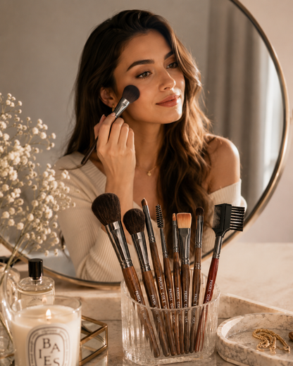 Complete makeup brush set for face and eye makeup