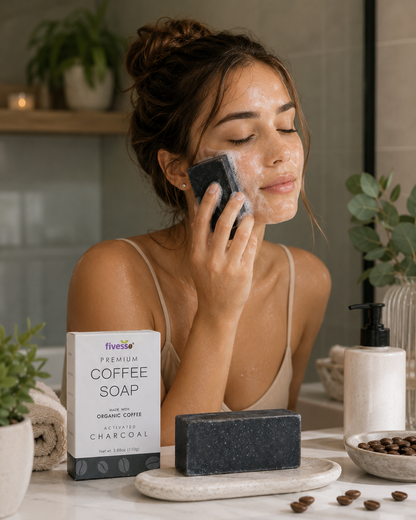 Activated charcoal coffee soap bar for cleansing