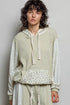 Cozy Contrast Print Hoodie contrast print sleeves