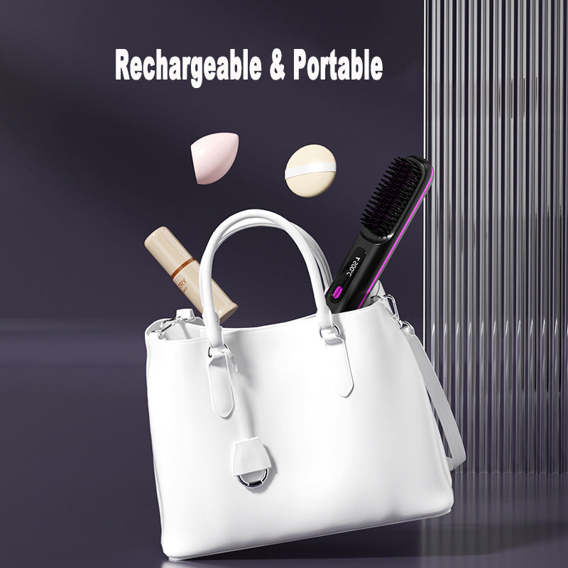 Wireless hair straightener brush for smooth hair