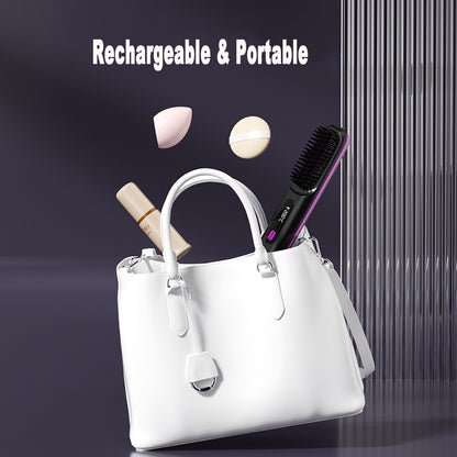 Wireless hair straightener brush for smooth hair