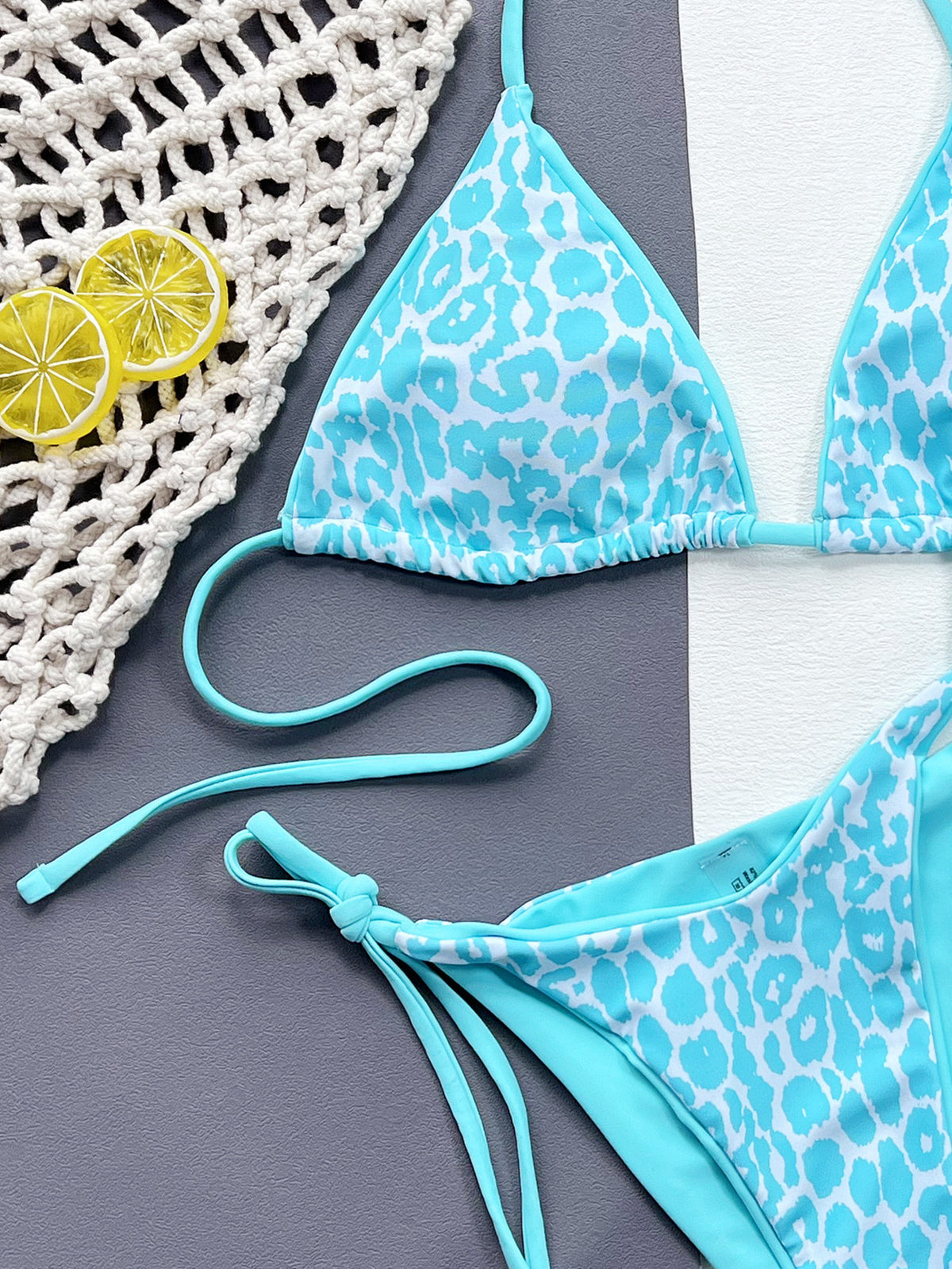 Leopard Print Bikini Set halter neck