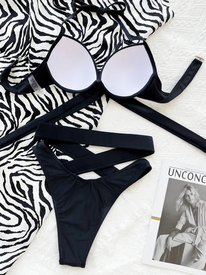 Crisscross Halter Neck Bikini Set halter neck