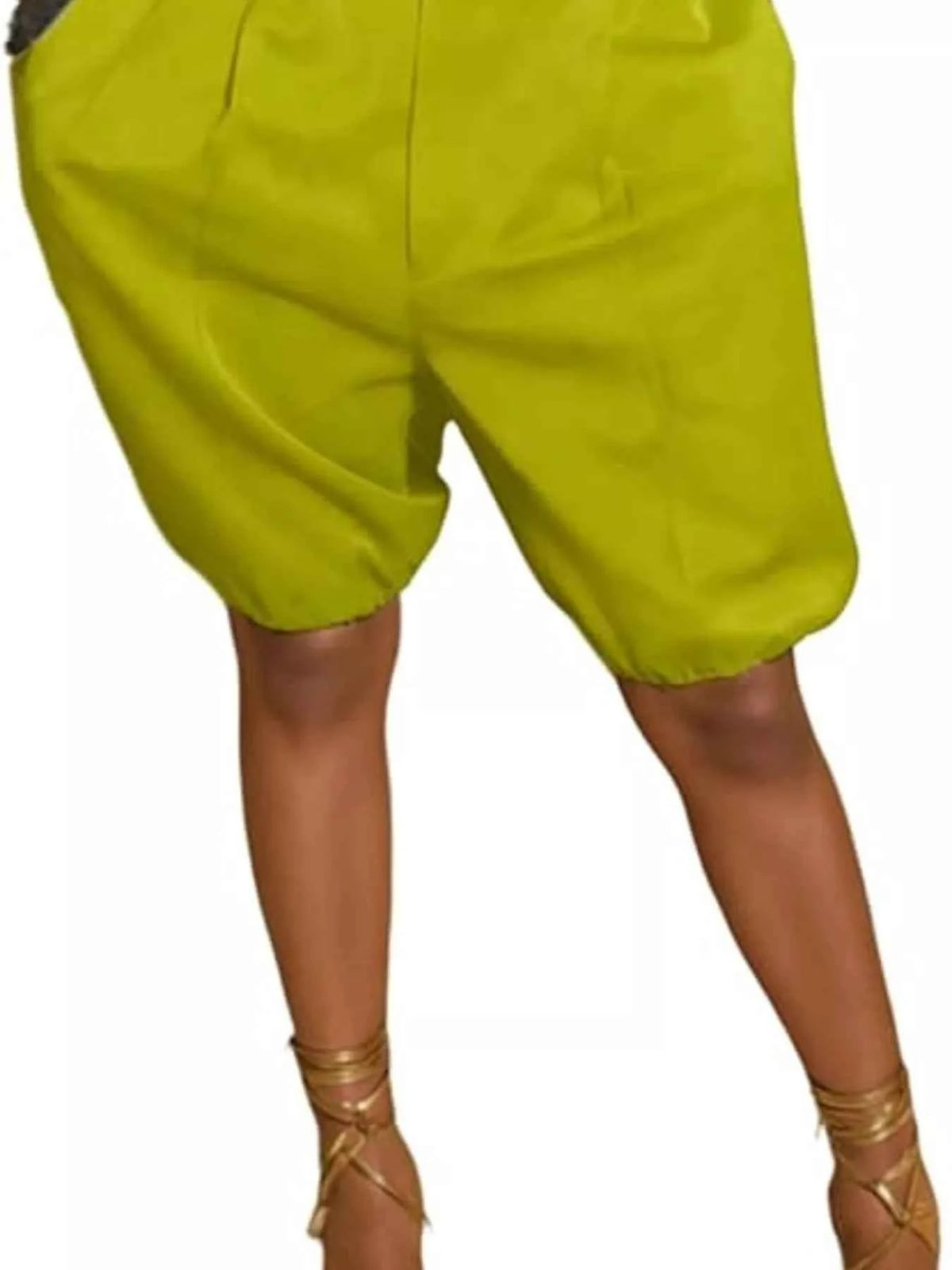 Pleated high waist shorts with drawstring waist