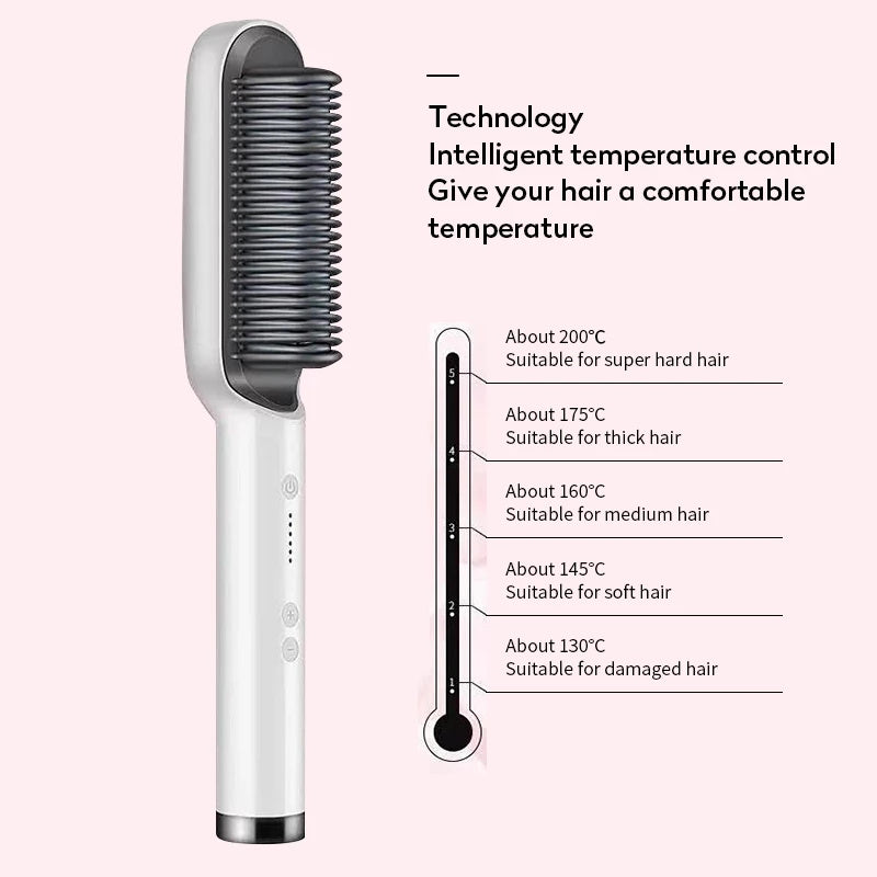 2-in-1 hair straightener and curling comb for straight and curly hair