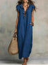 Plus size ruffled maxi dress with V-neck