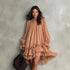 Elegant midi dress ruffled A-line design