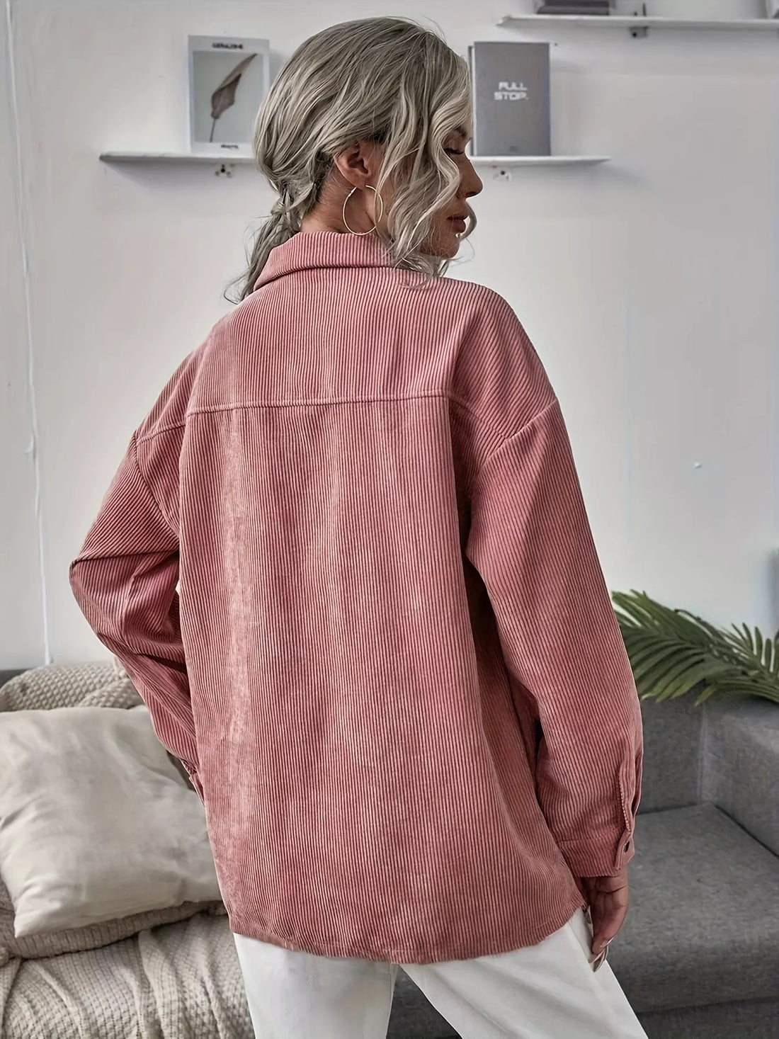Casual Corduroy Shacket women&