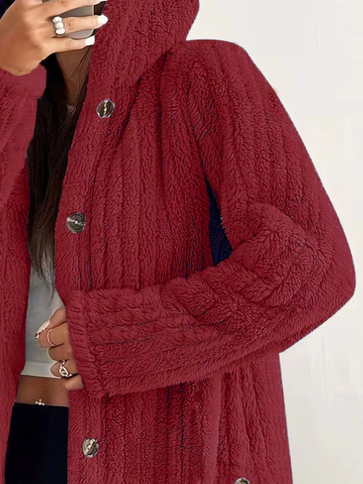 Plus Size Fleece Hooded Jacket women&