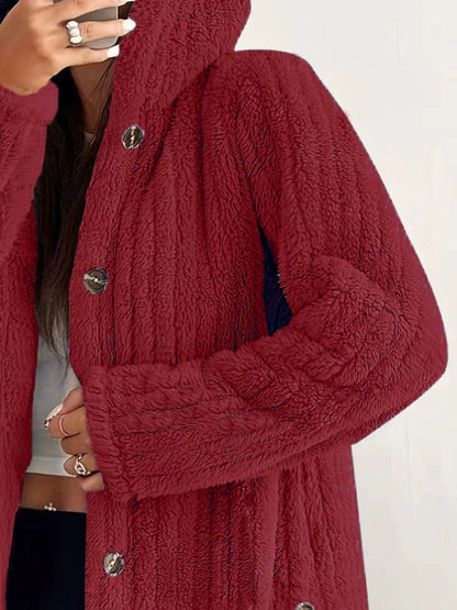 Plus Size Fleece Hooded Jacket women&