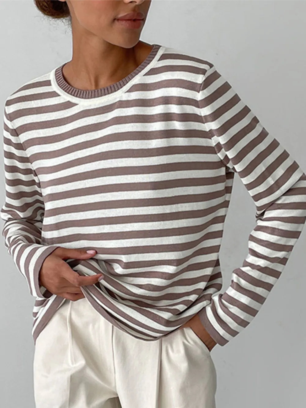 Striped Long Sleeve Sweater styled outfit