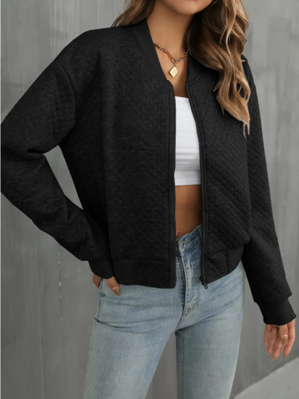 Zip Up Long Sleeve Jacket long sleeve design